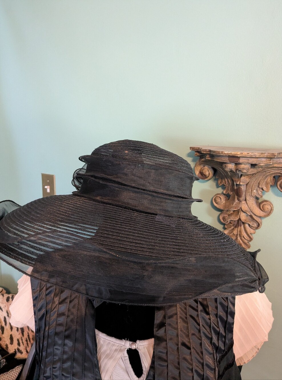 Elegant Black Women's Dress Hat with Organza Bow - Picture 2 of 6